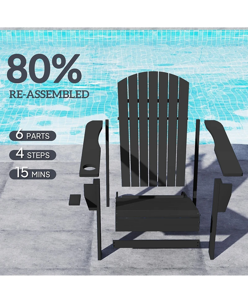 Outsunny Wood Adirondack Chair, Wooden Outdoor & Patio Seating,
