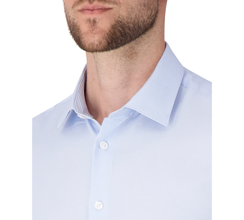 Report Collection Men's Long Sleeve 4-Way Geo Print Stretch Dress Shirt