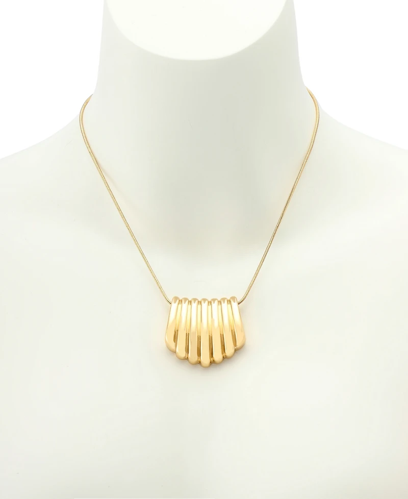 Robert Lee Morris Soho Gold Ribbed Tube Pendant Necklace