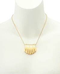 Robert Lee Morris Soho Gold Ribbed Tube Pendant Necklace