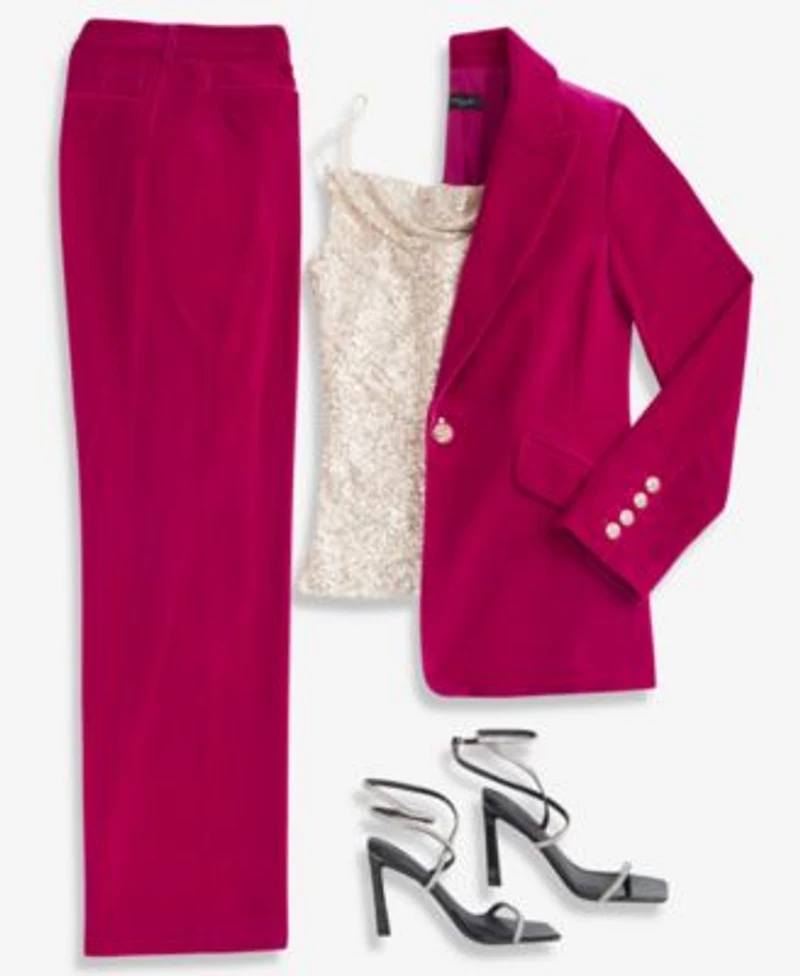 Tahari Asl Velvet Blazer Sequinned Top Velvet Pants