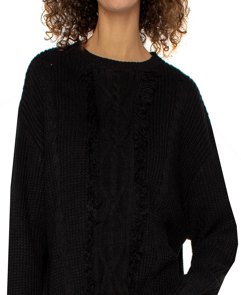 Liverpool Los Angeles Women's Long Sleeve Mock Neck Fringe Sweater
