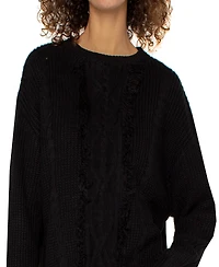 Liverpool Los Angeles Women's Long Sleeve Mock Neck Fringe Sweater