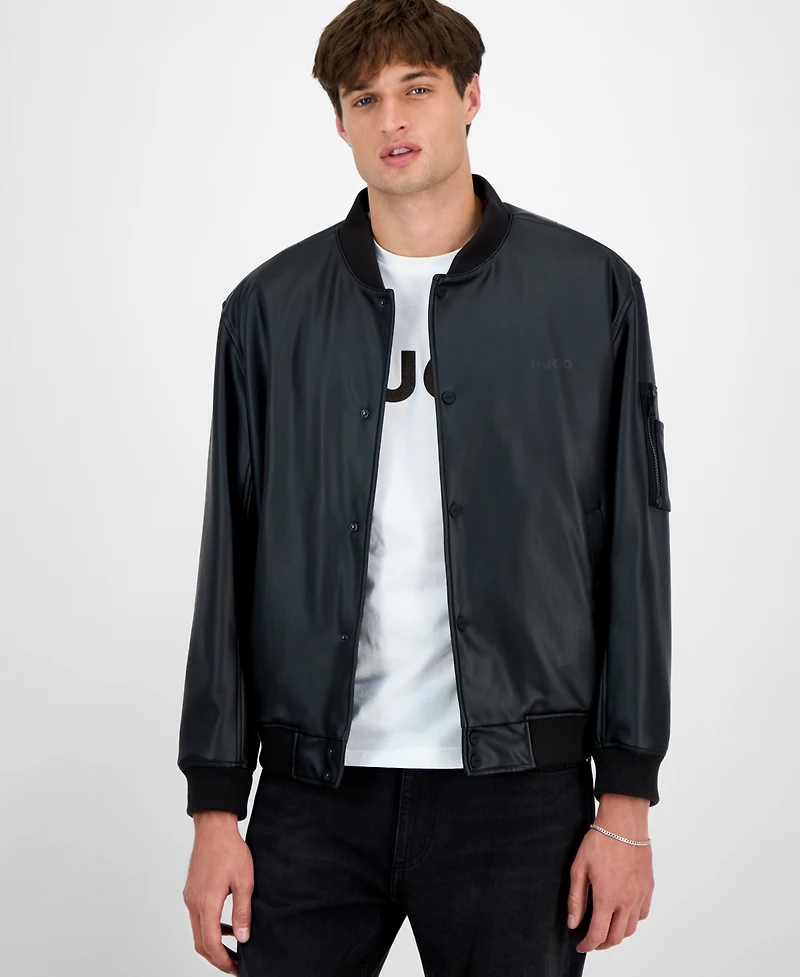 Hugo By Boss Men's Balamo Faux Leather Bomber Jacket