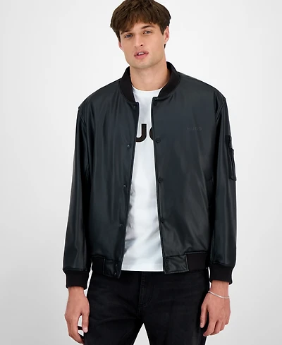 Hugo By Boss Men's Balamo Faux Leather Bomber Jacket