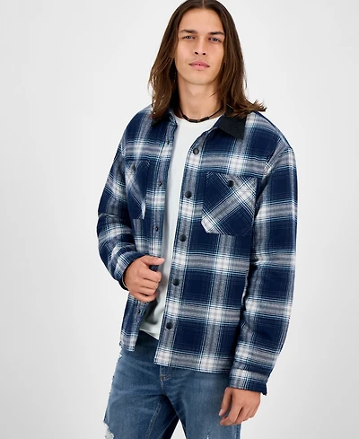 Sun + Stone Men's Rodgers Long-Sleeve Snap-Front Plaid Shirt Jacket, Macy's Exclusive