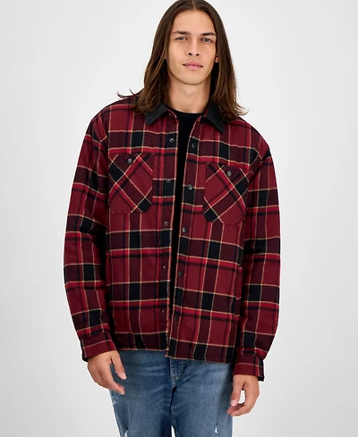 Sun + Stone Men's Gurley Long Sleeve Snap-Front Plaid Shirt Jacket, Macy's Exclusive