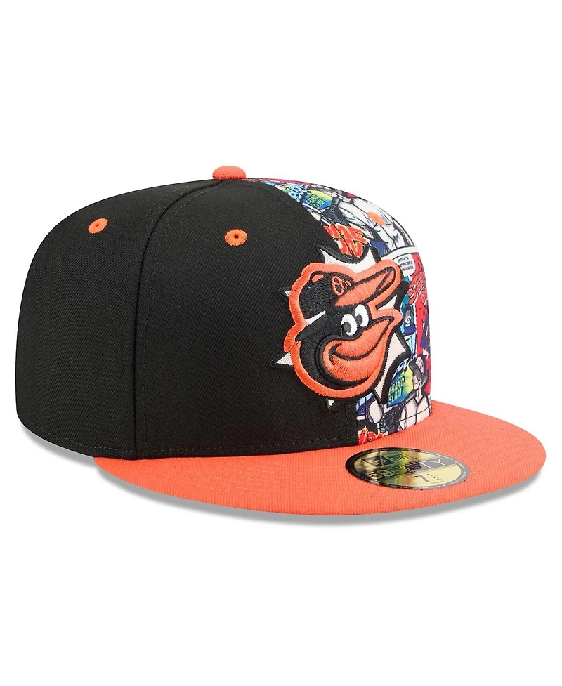 New Era Men's Black/Orange Baltimore Orioles 2025 Mlb Diamond Hero Edition 59FIFTY Fitted Hat