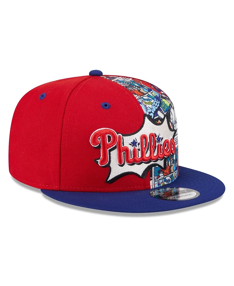 New Era Big Boys and Girls Red/Royal Philadelphia Phillies 2025 Mlb Diamond Hero Edition 9FIFTY Snapback Hat