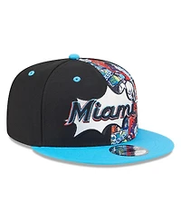 New Era Big Boys and Girls Black/Blue Miami Marlins 2025 Mlb Diamond Hero Edition 9FIFTY Snapback Hat