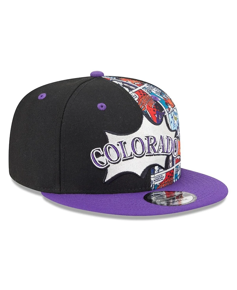 New Era Big Boys and Girls Black/Purple Colorado Rockies 2025 Mlb Diamond Hero Edition 9FIFTY Snapback Hat