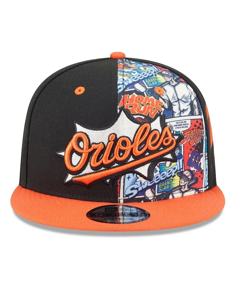 New Era Big Boys and Girls Black/Orange Baltimore Orioles 2025 Mlb Diamond Hero Edition 9FIFTY Snapback Hat