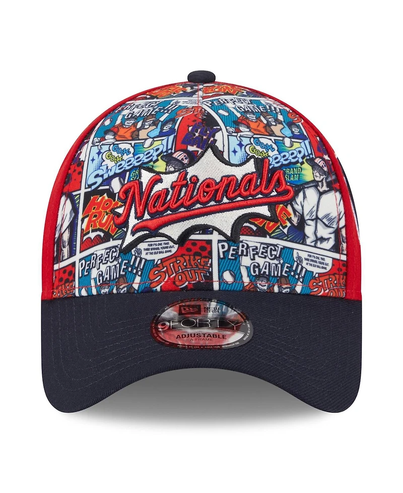 New Era Big Boys and Girls Red/Navy Washington Nationals 2025 Mlb Diamond Hero Edition A-Frame 9FORTY Adjustable Hat