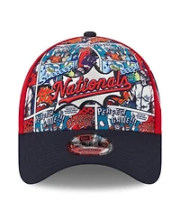 New Era Big Boys and Girls Red/Navy Washington Nationals 2025 Mlb Diamond Hero Edition A-Frame 9FORTY Adjustable Hat