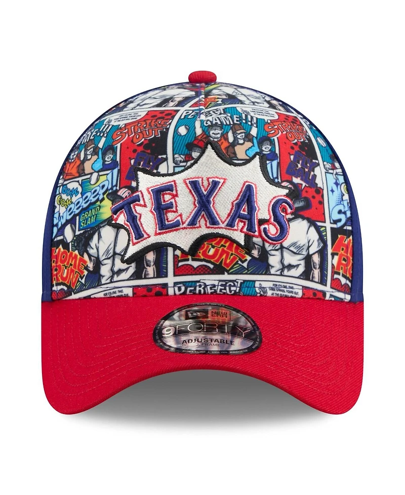 New Era Big Boys and Girls Royal/Red Texas Rangers 2025 Mlb Diamond Hero Edition A-Frame 9FORTY Adjustable Hat