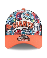 New Era Big Boys and Girls Black/Orange San Francisco Giants 2025 Mlb Diamond Hero Edition A-Frame 9FORTY Adjustable Hat