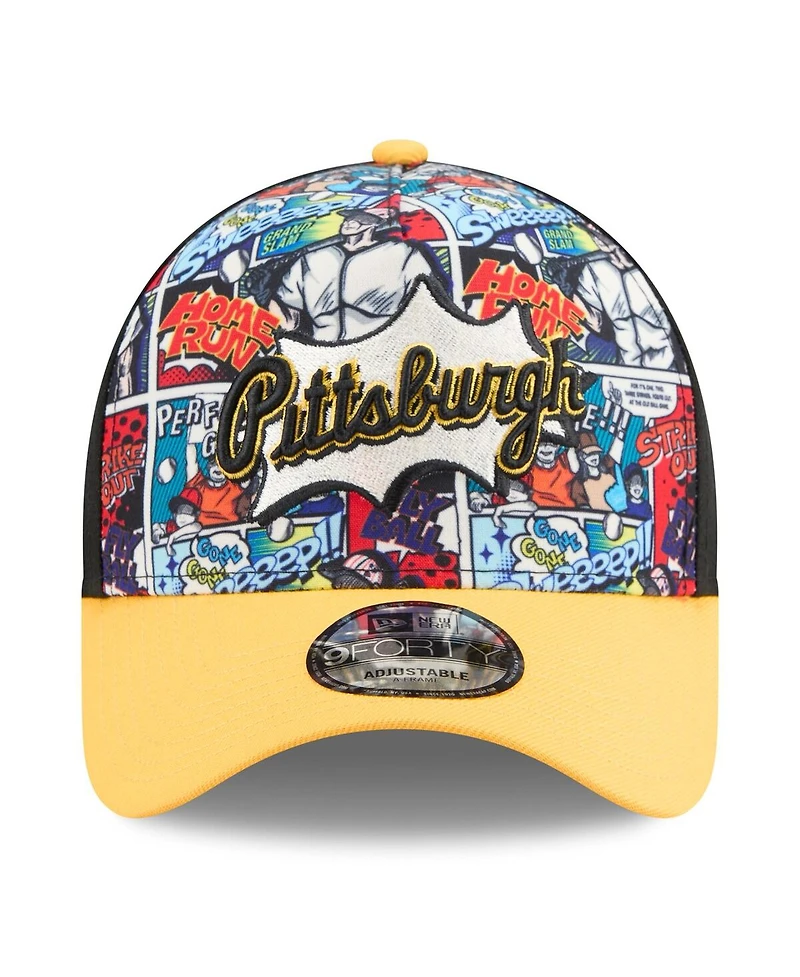 New Era Big Boys and Girls Black/Gold Pittsburgh Pirates 2025 Mlb Diamond Hero Edition A-Frame 9FORTY Adjustable Hat