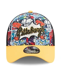 New Era Big Boys and Girls Black/Gold Pittsburgh Pirates 2025 Mlb Diamond Hero Edition A-Frame 9FORTY Adjustable Hat