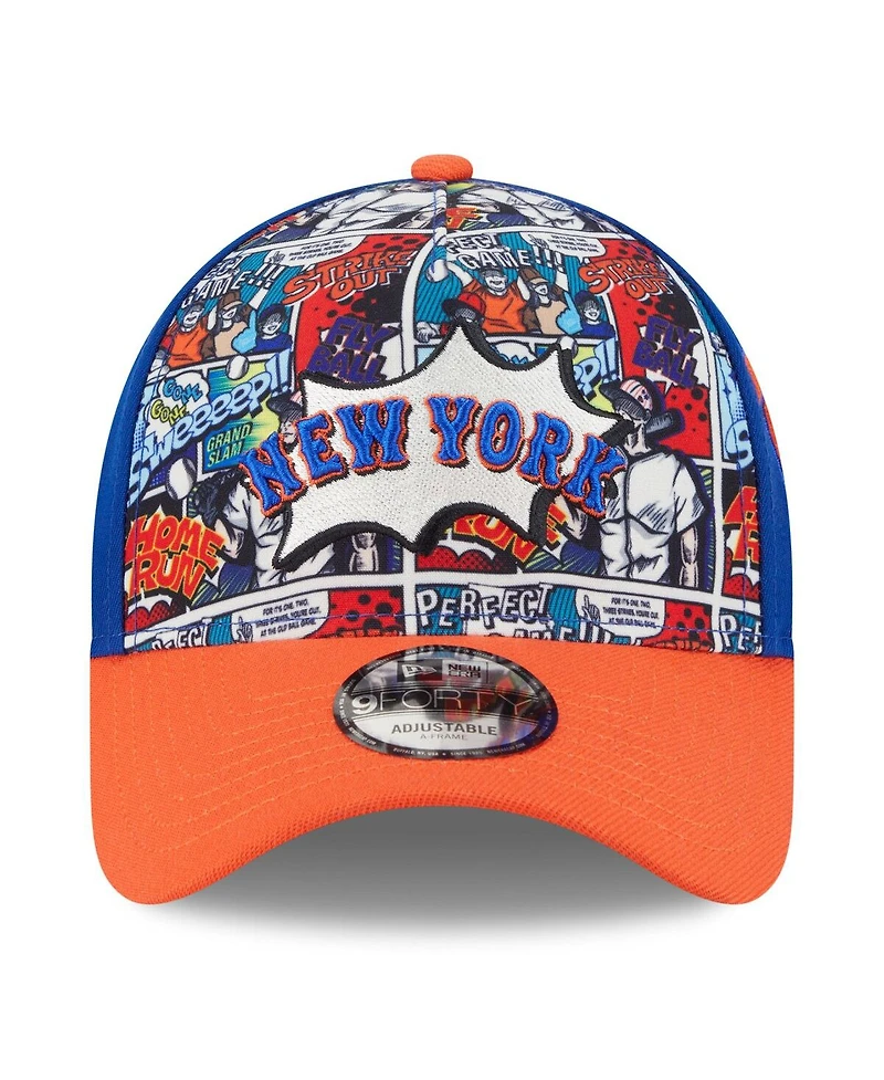 New Era Big Boys and Girls Royal/Orange New York Mets 2025 Mlb Diamond Hero Edition A-Frame 9FORTY Adjustable Hat