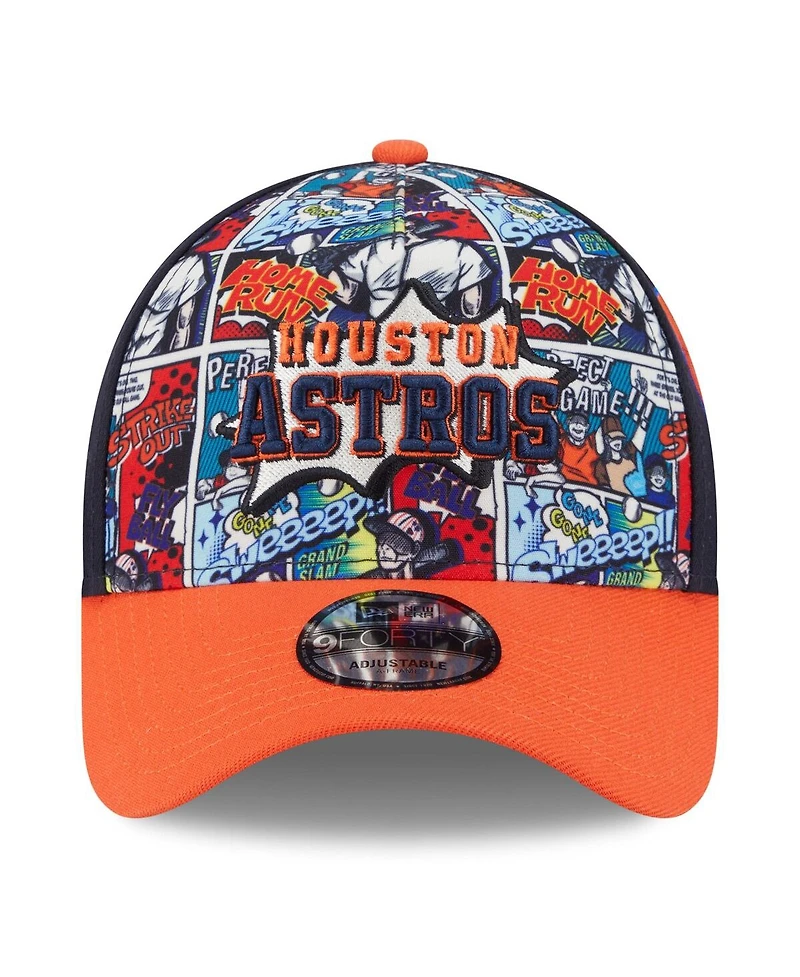 New Era Big Boys and Girls Navy/Orange Houston Astros 2025 Mlb Diamond Hero Edition A-Frame 9FORTY Adjustable Hat
