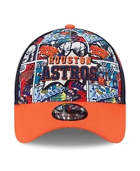 New Era Big Boys and Girls Navy/Orange Houston Astros 2025 Mlb Diamond Hero Edition A-Frame 9FORTY Adjustable Hat