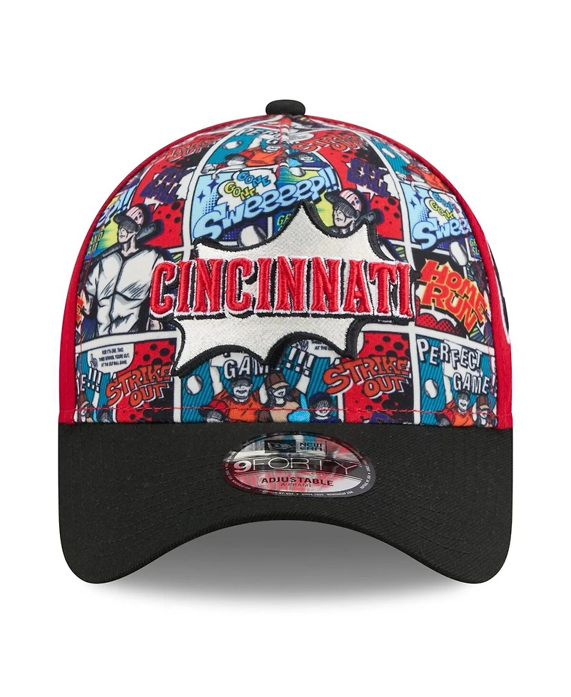 New Era Big Boys and Girls Red/Black Cincinnati Reds 2025 Mlb Diamond Hero Edition A-Frame 9FORTY Adjustable Hat