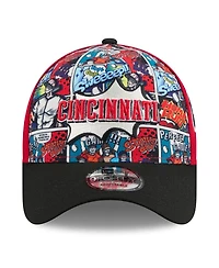 New Era Big Boys and Girls Red/Black Cincinnati Reds 2025 Mlb Diamond Hero Edition A-Frame 9FORTY Adjustable Hat