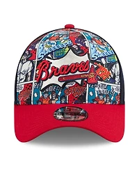 New Era Big Boys and Girls Navy/Red Atlanta Braves 2025 Mlb Diamond Hero Edition A-Frame 9FORTY Adjustable Hat
