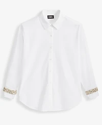 I.n.c. International Concepts Women's Embellished-Cuff Relaxed Shirt, Macy's Exclusive