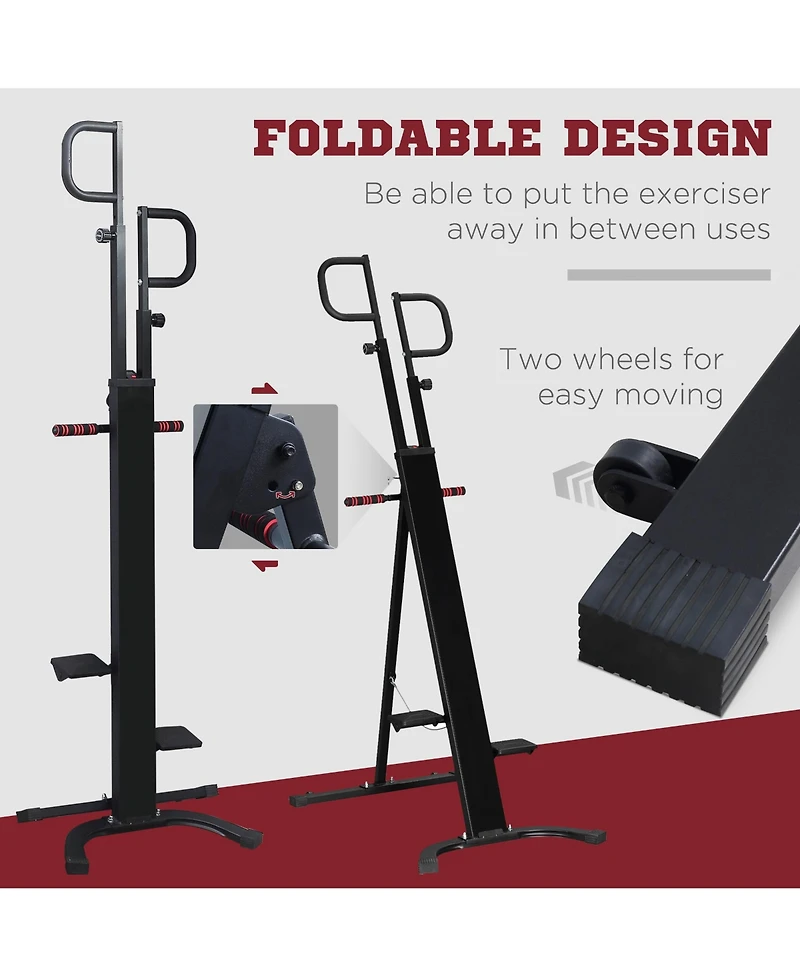 Soozier Folding Vertical Climber Height Adjustable with Lcd Monitor and Wheels