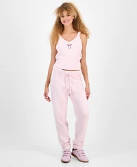 Hippie Rose Juniors' Teddy-Knit Drawstring Jogger Pants