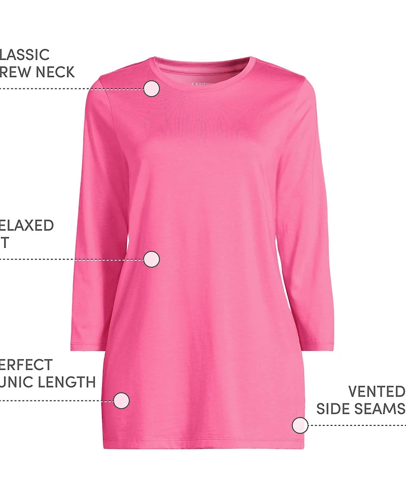 Lands' End Women's Tall 3/4 Sleeve Cotton Supima Tunic