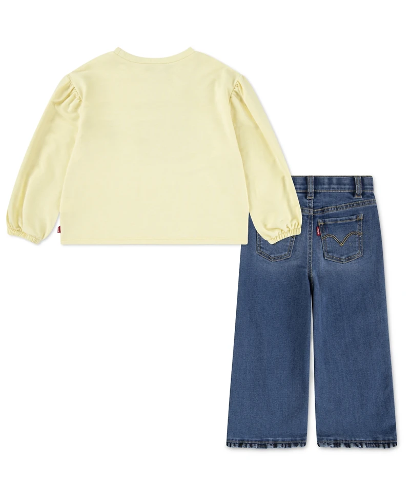 Levi's Toddler Girls 2-Piece Drop Shoulder Top and Jeans Set
