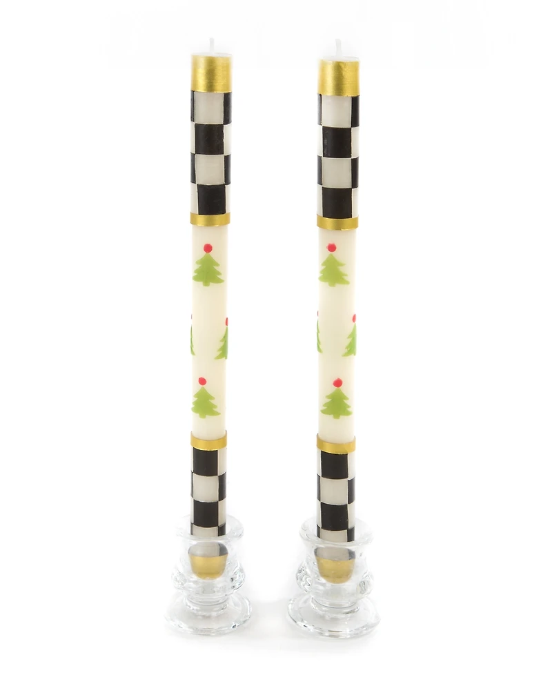 MacKenzie-Childs Christmas Tree Dinner Candles, Set of 2