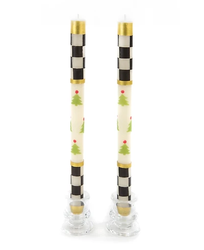 MacKenzie-Childs Christmas Tree Dinner Candles, Set of 2