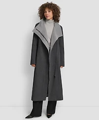 Dkny Women's Wing Collar Asymmetrical Wrap Coat