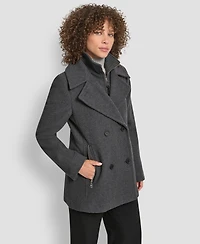 Dkny Women's Double-Breasted Bibbed Collared Coat