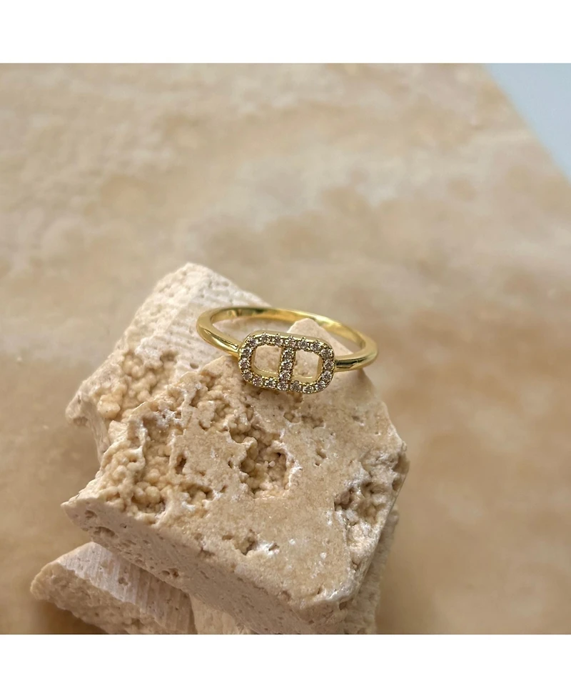 Adornia Fine 14k Gold Vermeil .925 Sterling Silver Cz Mariner Link Ring