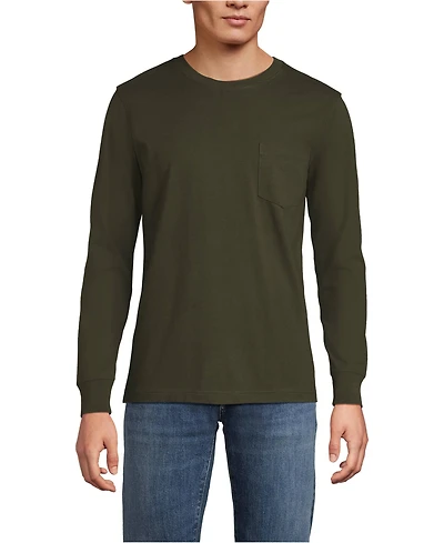 Lands' End Men's Super-t Long Sleeve T-Shirt with Pocket