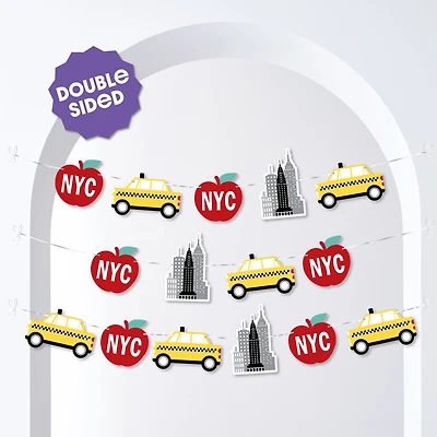Big Dot of Happiness Nyc Cityscape Garland Banner, 30 Feet of Cord, 15 Double-Sided Cityscape