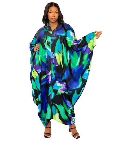 Buxom Couture Women's Print Tunic Maxi Dress