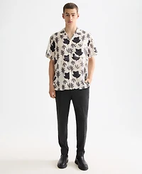 Scotch & Soda Men's Relaxed Fit Short Sleeve Marble Print Button-Front Camp Shirt