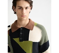 Scotch & Soda Men's Patchwork Long Sleeve Polo Sweater