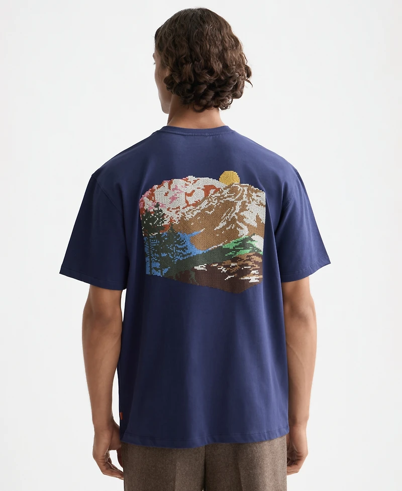 Scotch & Soda Men's Relaxed Fit Cross Stitch Artwork T-Shirt