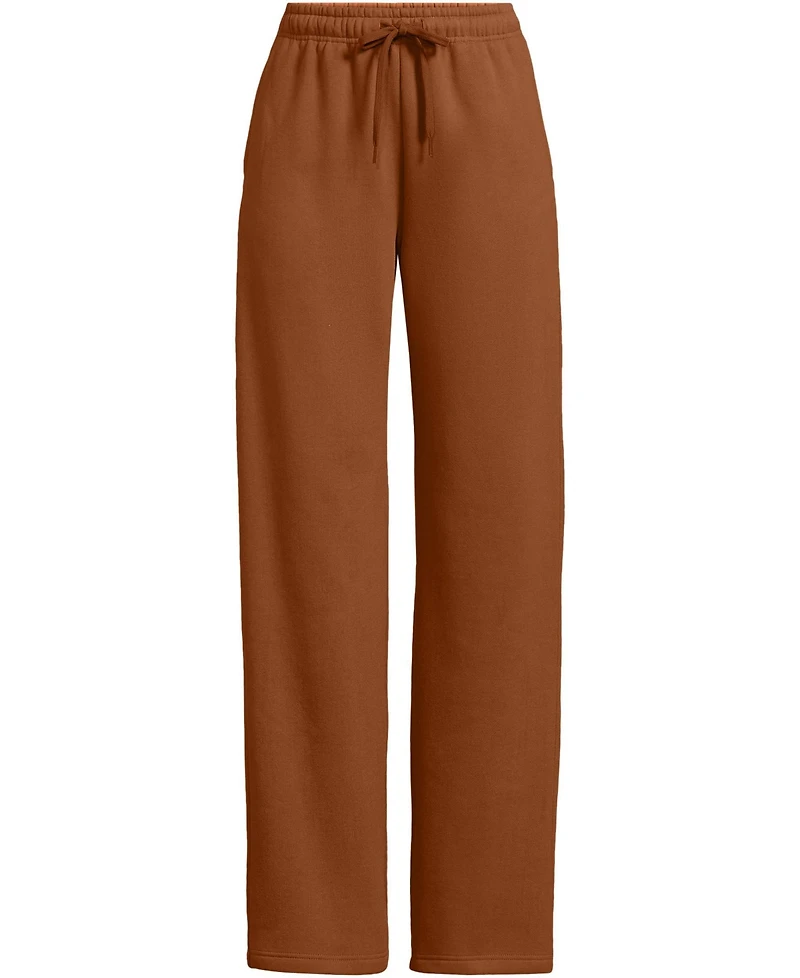 Lands' End Women's Serious Sweats High Rise Relaxed Straight Leg Pants - Set Bottom