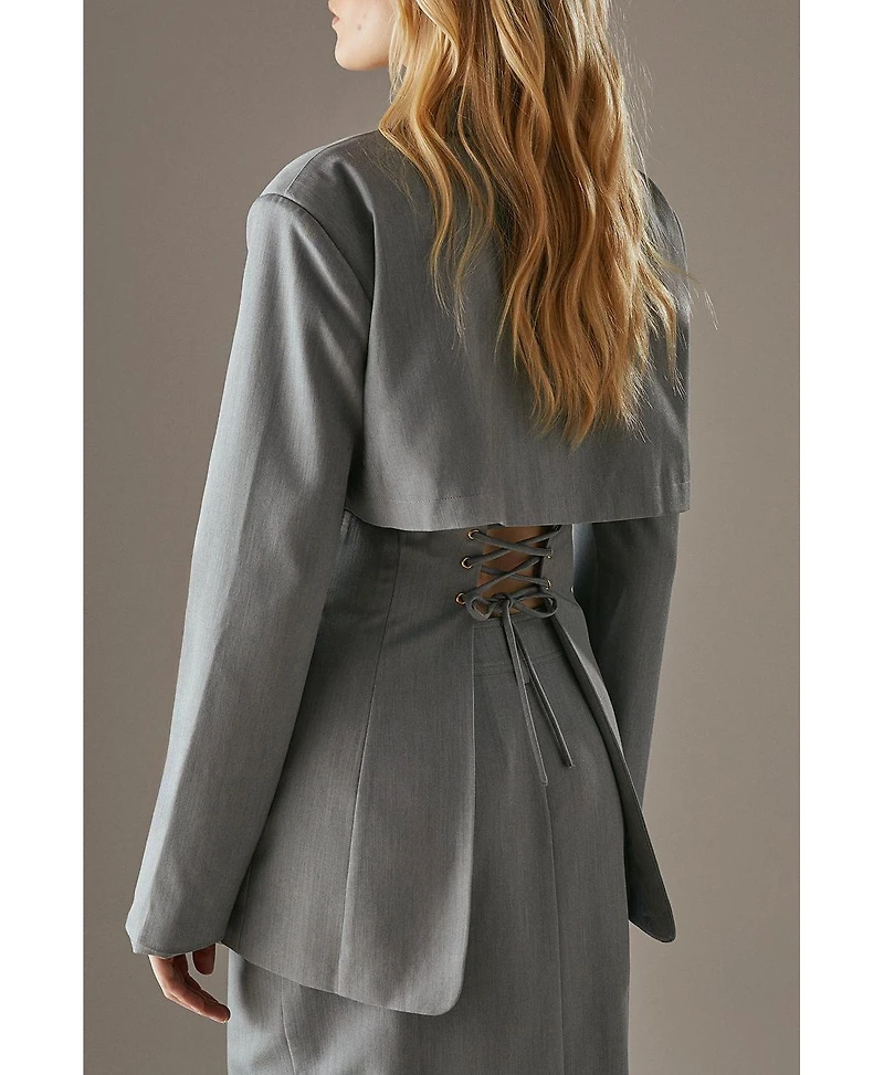 Warehouse Women's Deconstructed Lace Up Blazer