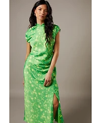 Warehouse Women's Crinkle Satin Button Side Midi Dress