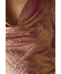 Warehouse Women's Metallic Lame Cowl Neck Maxi Dress
