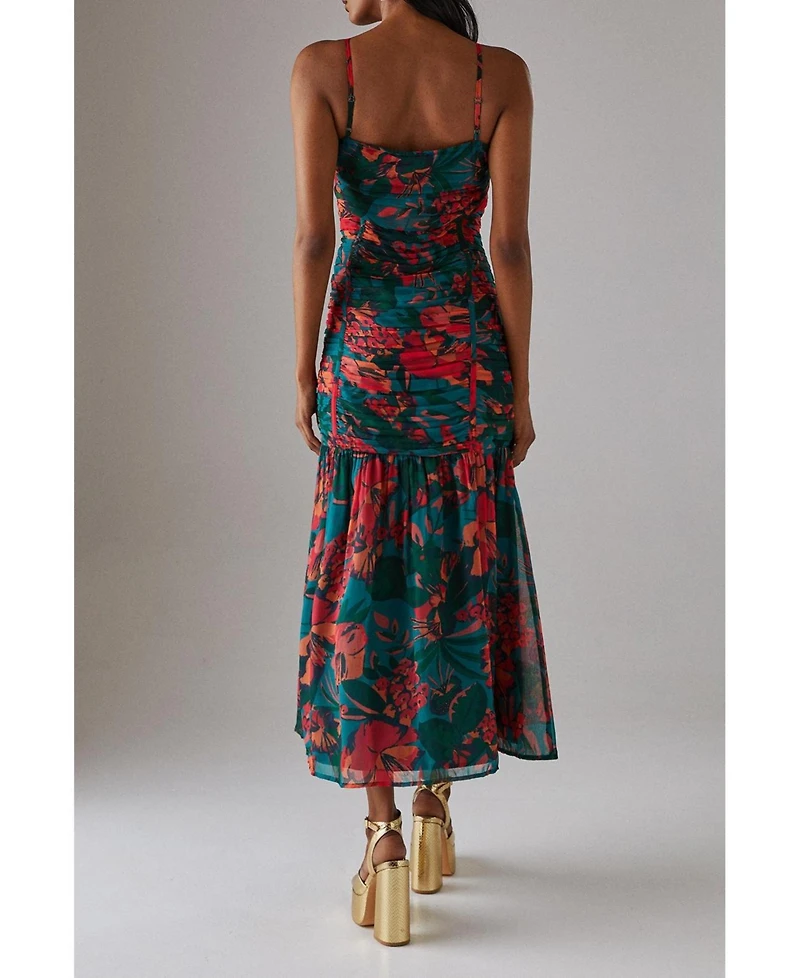 Warehouse Women's Chiffon Gathered Channel Midi Dress