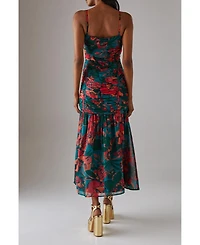 Warehouse Women's Chiffon Gathered Channel Midi Dress